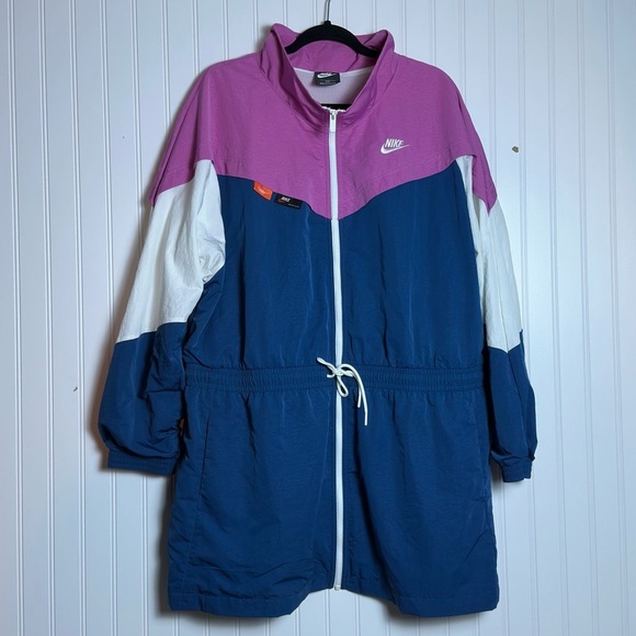 Nike women’s Sportswear Icon Clash Woven Track Jacket Blue Pink white 1X  Sporty - Picture 5 of 17